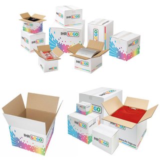 300x300x300 mm einwellige Kartons mit Digitaldruck weiß